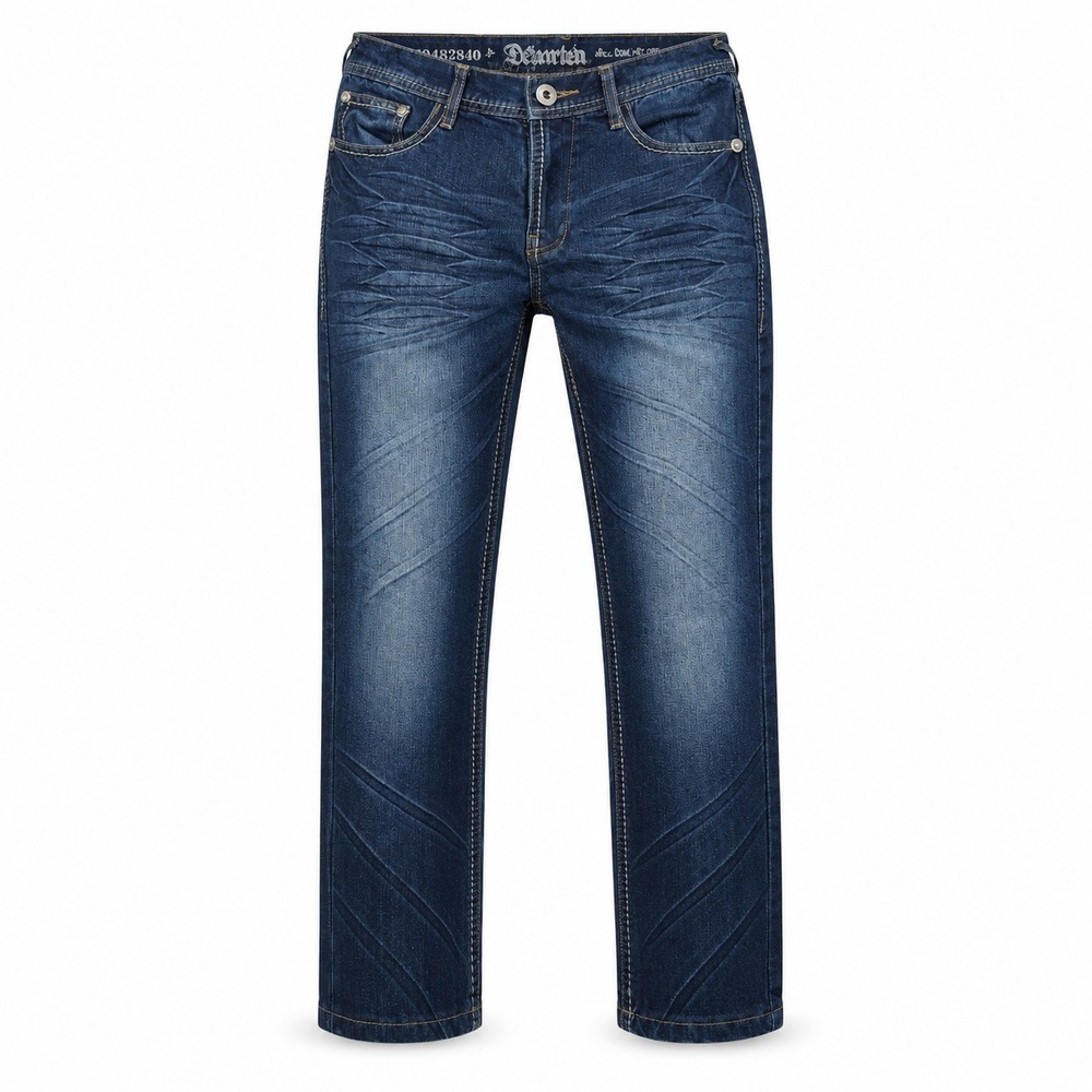 Departed Abalone Jeans Mens 30x32(26) Blue Boot‎ Cut Whiskered Contrast Stitch